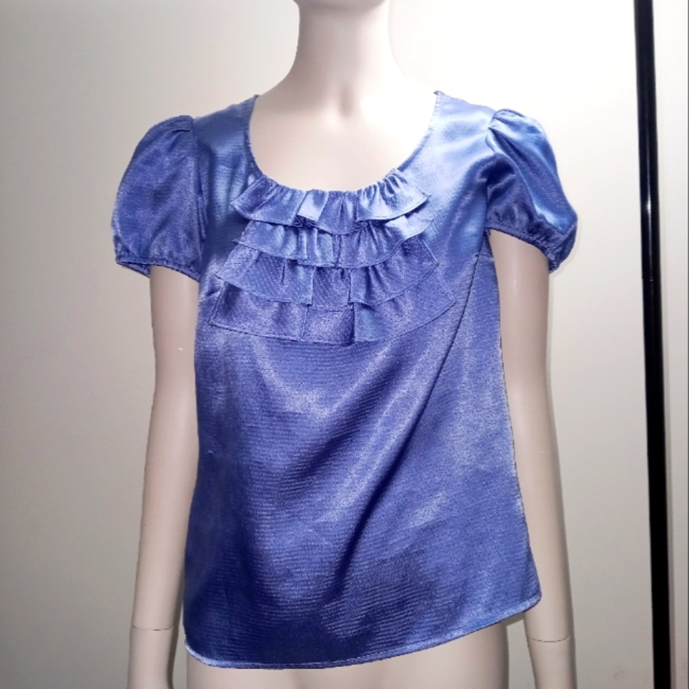 THE LIMITED periwinkle ruffle bib blouse size extra small